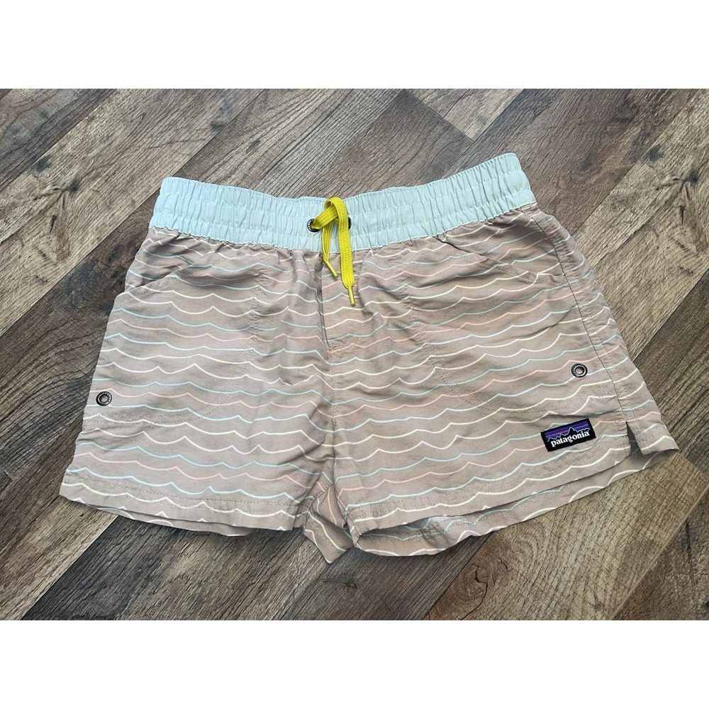 Patagonia (Girls 14/XLG) Stripe Costa Rica Baggies Elastic Drawstring Shorts